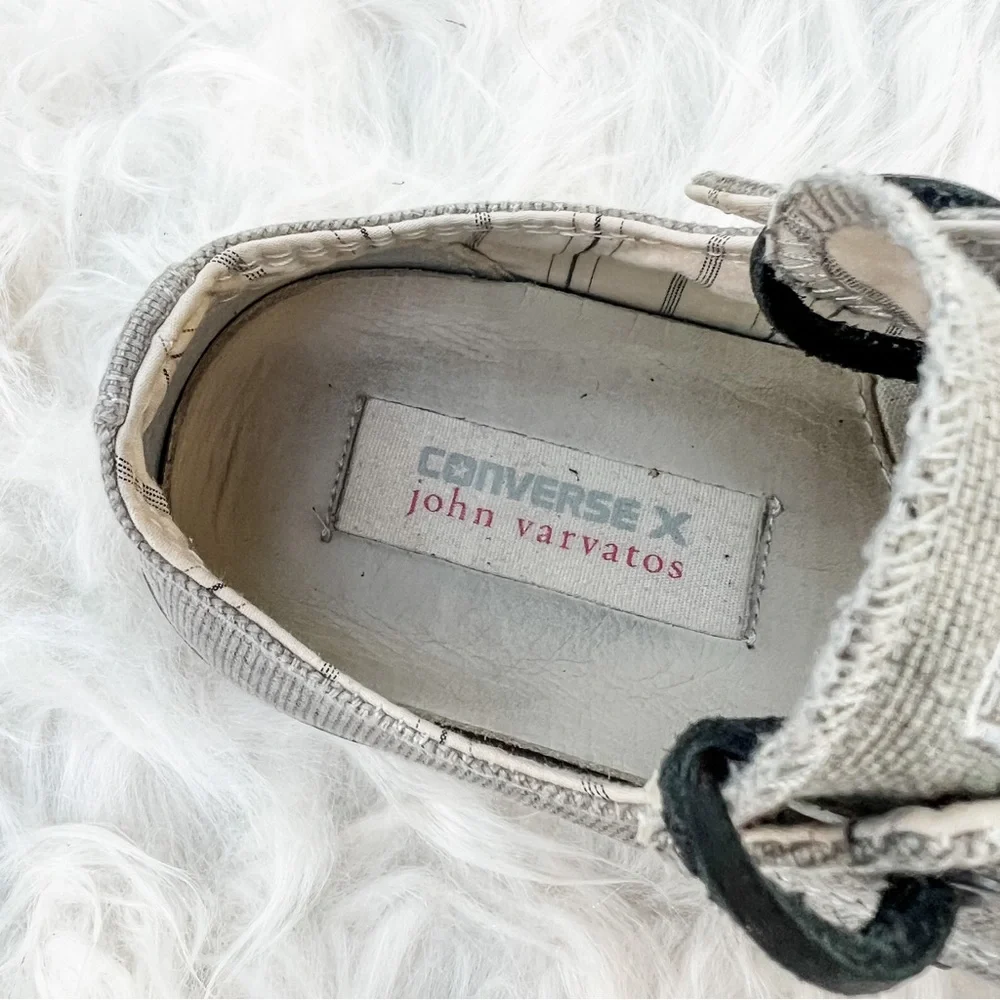 Converse X John Varvatos Collab Low Top Gray Canvas Leather Laces M6 W8 - Picture 4 of 9